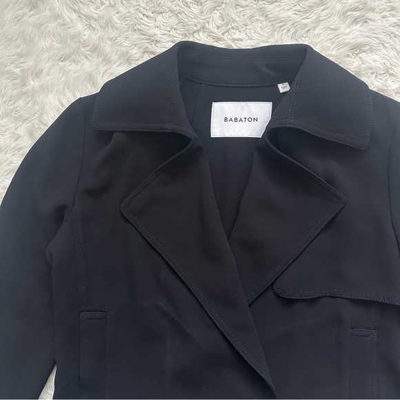 Aritzia Babaton Kano Cropped Trench Jacket Open Front Black Sz S - Picture 5 of 13